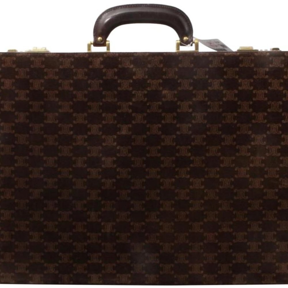Celine Brown Suede Macadam Monogram Attache Hard